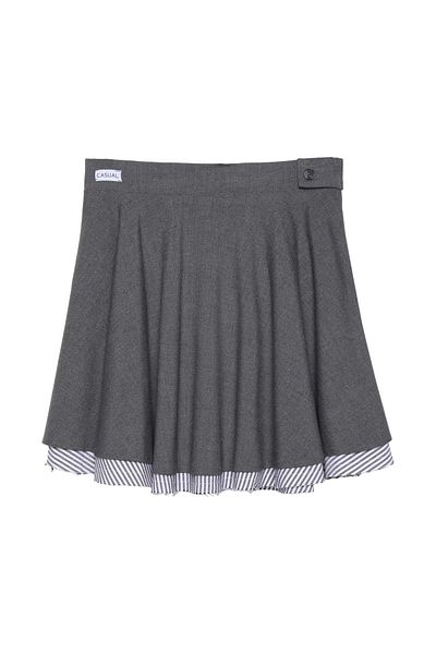 Quzu Flounce Mini Skirt - Dark Gray with Fabric Match Detail