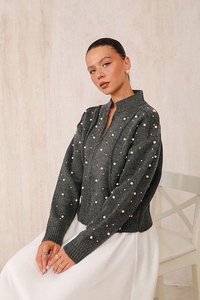Melike Tatar ANTHRACITE 32-7007 Model Pearl Knitwear Ζακέτα
