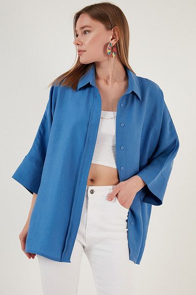 Lela Three Quarter Sleeve Oversize Shirt Shirt 514344013