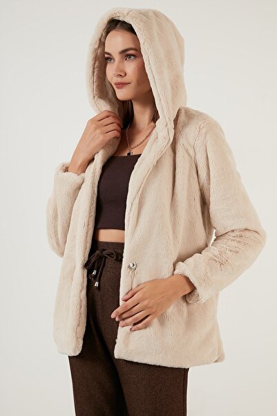 Lela Kapüşonlu Yumuşak Tüylü Astarlı Dar Kesim Suni Kürk Bayan Kürk 6238066