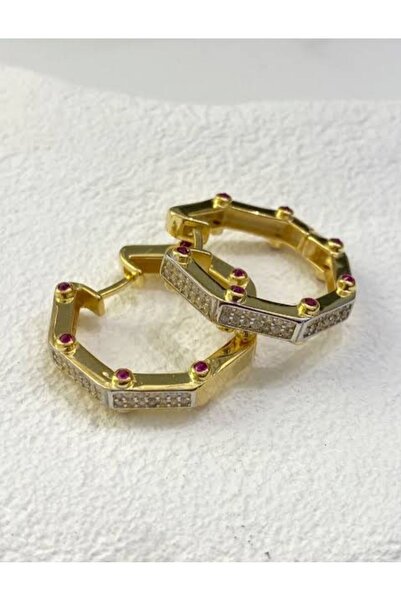 zeynep Z&D Accessory BAQUE Altıgen Rodyum Kaplama Serenay Küpe