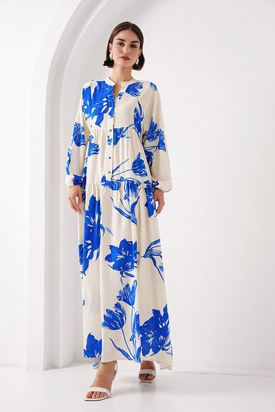 Bigdart 2423 Authentisches gemustertes Kleid – A.Ecru