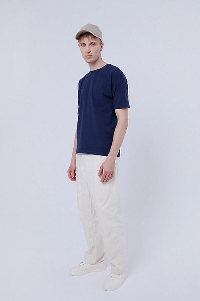 Nordbron Ανδρικό μπλουζάκι Navy Blue Stuga 100% βαμβακερό λογότυπο Basic Oversize/φαρδύ πλεκτό μπλουζάκι με λαιμόκοψη