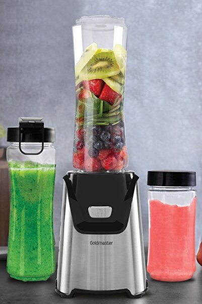 GOLDMASTER Quickmax Buz Kırma Özellikli Inox 2 Adet Bpa Free Tritan Şişeli Kişisel Personal Smoothie Blender