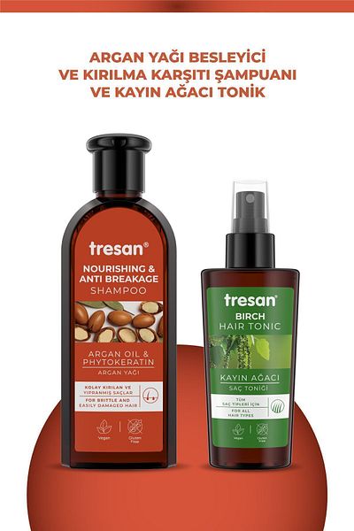 Tresan Argan Oil Nourishing and Anti-Breakage - 300 ml Hair Tonif with Tresan K.wood Extract