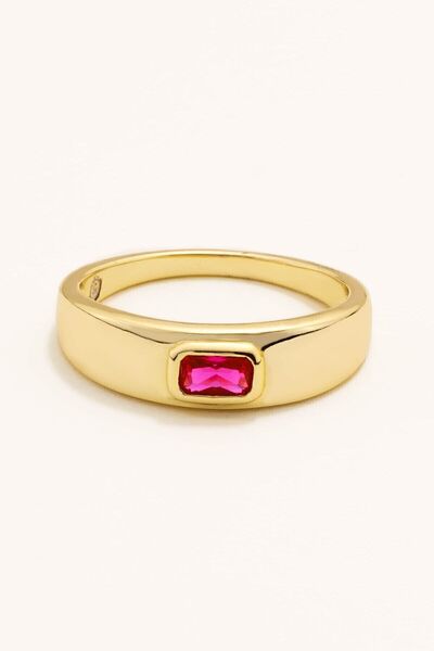 Marie Claire 18 Ayar Altın Kaplama Gümüş Yüzük Ruby Taşlı Shine Koleksiyon
