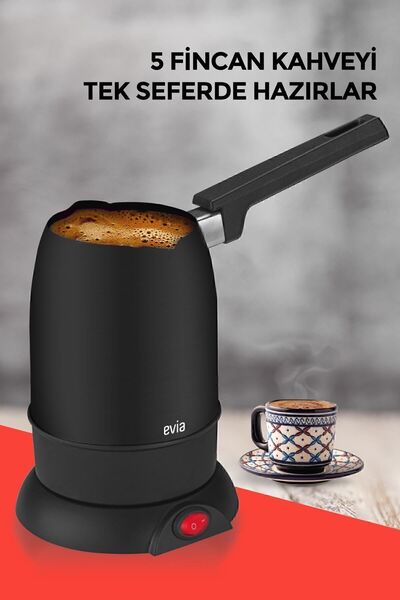 Evia Magnificent Black 850 Watt Double Mouth Stainless Steel Electric Coffee Pot