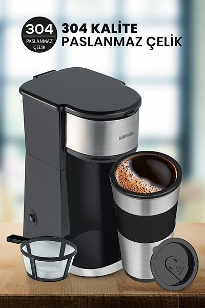 GOLDMASTER Magic Coffee Personal Filter Coffee Machine with Thermos Cup In-6310