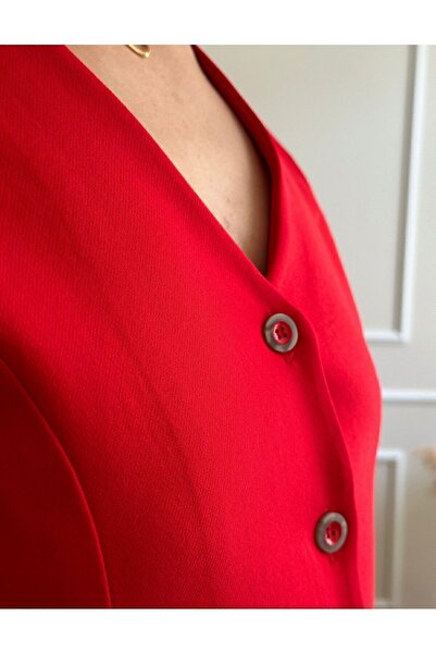 nidistore Kadın Kırmızı Kısa Yelek