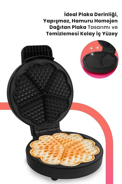 GOLDMASTER Jelly Inox 1000 Watt Anti-Overflow Deep Plate Overheat Resistant Waffle Machine