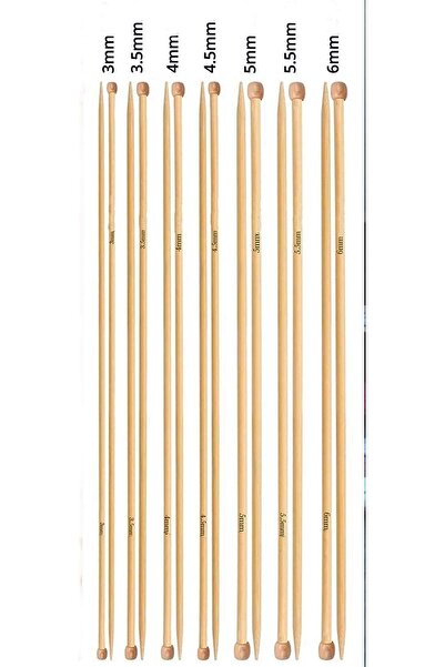 TıkTık AL Bambu Örgü Şiş Seti ( 2,5-3-3,5-4-4,5-5-6 ) no 7 Adet bnb35