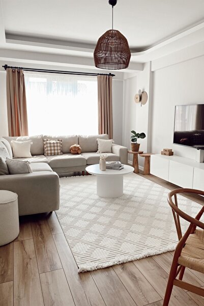 Cool Halı Harmony 1550 Beyaz Yumuşak Doku Çocuk Odası Halısı Modern Koridor S...