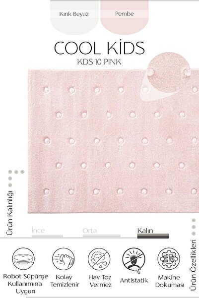 Cool Halı Cool Kids 10 Pembe Çocuk Odası Halısı Hav Toz Vermez Yumuşak Dokulu Bebek Odası Halısı