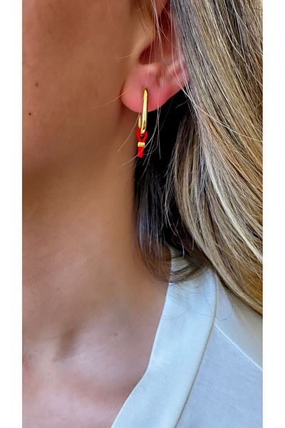 jewine studio Steel Luck Floss Design Earrings (Pair)