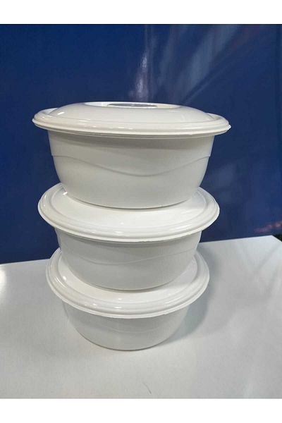 kurt41 1000 ml White 3-Piece Basin Set with Lid - Plastic
