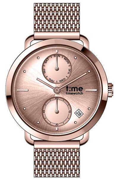 Timewatch Wicker Plain Women's Wristwatch - Rose Color, Functions Active, Tw.215.4Rrr