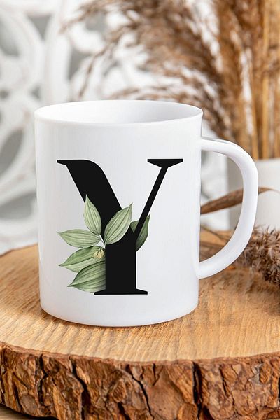 Kravatkolik Letter Y Initial Printed Mug