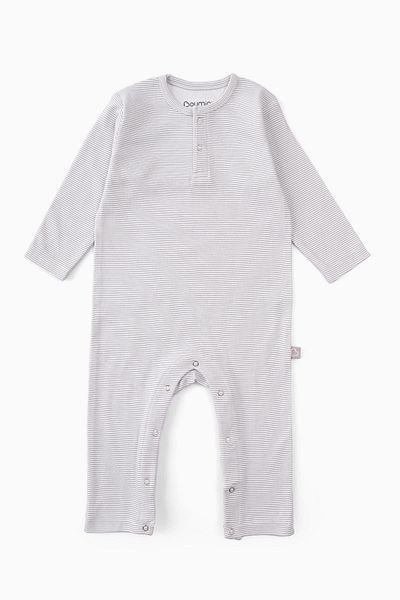 Boumini Baby Long Sleeve Snap Jumpsuit Gray Striped