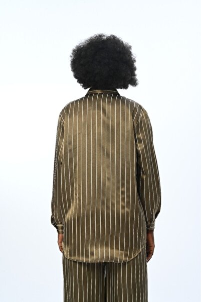 Orfeo Negro Women's - SoliD Color StripeD Oversize Shirt