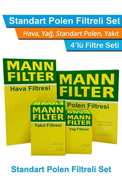 Mann-Filter Skoda Karoq 1.6 Uyumlu TDI Dizel MANN Filtre Bakım Seti Hava+Yağ+Yakıt+Standart Polen