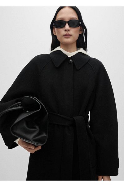 MANGO Woman Belted wool coat