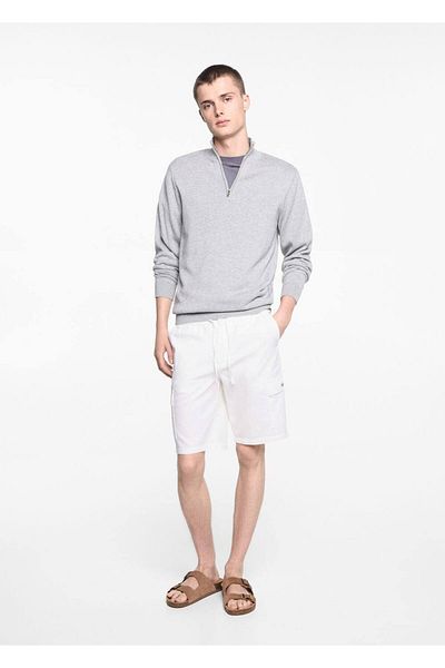 Mango Teen Λινό βερμούδα με τσέπες Cargo