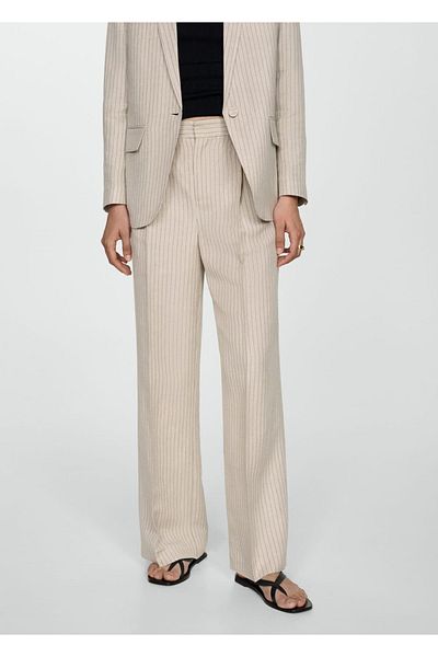 MANGO Woman Striped fabric trousers