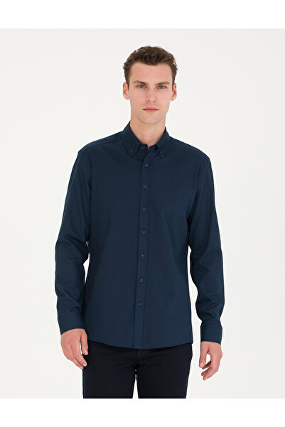 Pierre Cardin Lacivert Regular Fit Uzun Kollu Gömlek 50276553-VR033