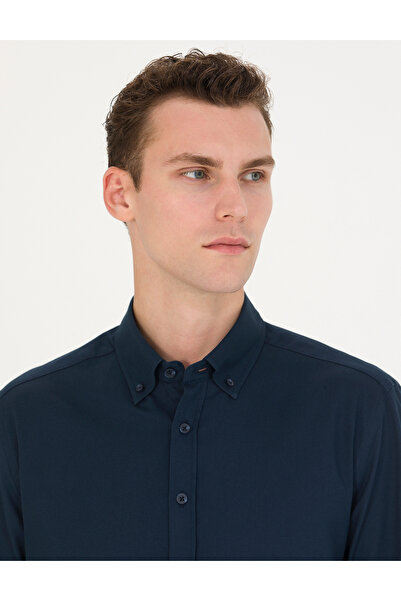 Pierre Cardin Lacivert Regular Fit Uzun Kollu Gömlek 50276553-VR033