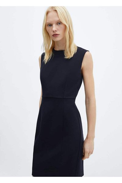 MANGO Woman Rochie din țesătură romană fără mâneci