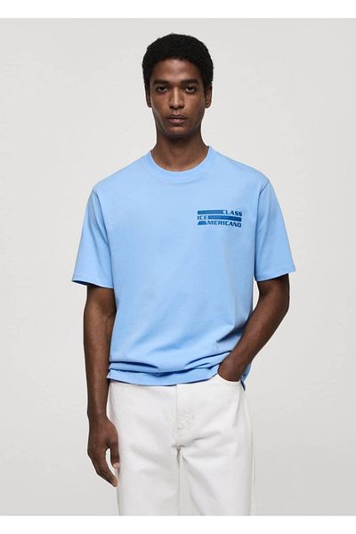 MANGO Man T-shirt με στάμπα 100% βαμβάκι