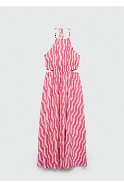 MANGO Woman Yırtmaçlı desenli elbise