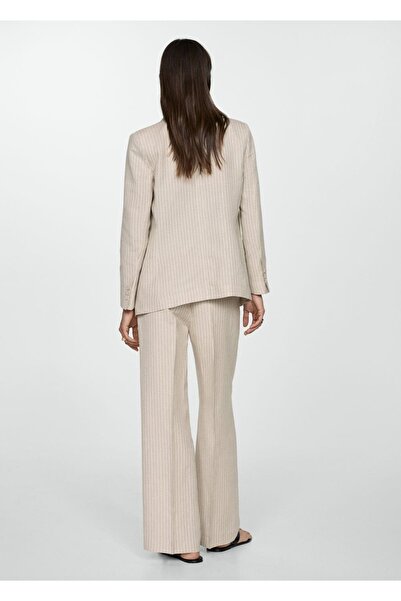 MANGO Woman Çizgili kumaş pantolon