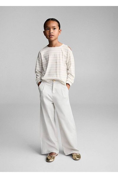 MANGO Kids Βαμβακερό μπλουζάκι με ανοιχτό ώμο
