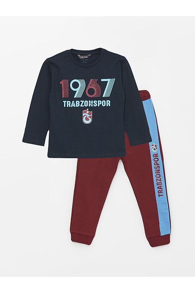 LC Waikiki Lcw Crew Neck Long Sleeve Printed Baby Boy Sweatshirt and Sweatpants