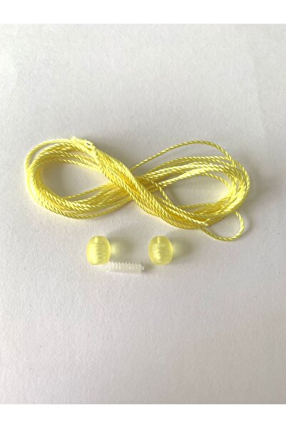 Kehribar Sarayı Mat Limon Renk Vidalı Kehribar Klipsi ve Sarı İp