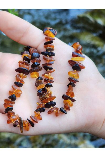 Kehribar Sarayı Drop Amber Unprocessed Natural Necklace with the Most Natural 50 cm