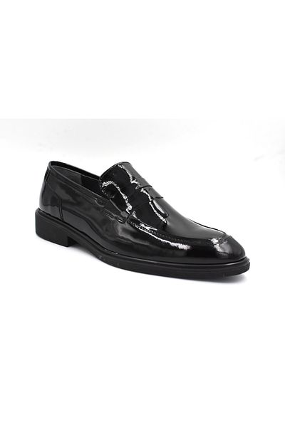 Prego Stilloni Men's Classic Shoes - Genuine Leather, Poly Light Sole, Black Patent Leather