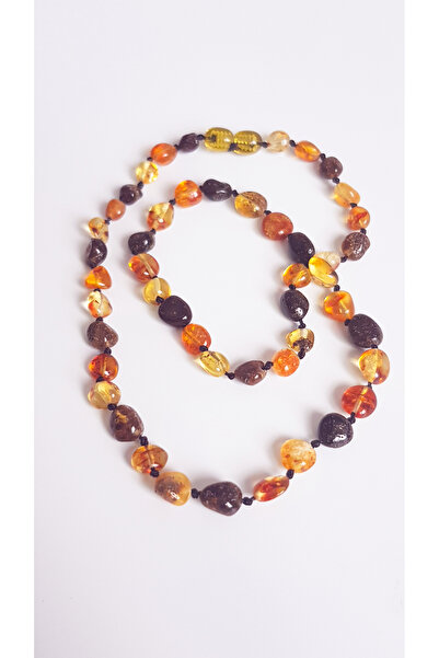 Kehribar Sarayı Baltık Damla Kehribar Fosilli Yetişkin Kolye 50 Cm Unisex