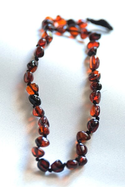 Kehribar Sarayı Damla Kehribar Halhal 25 Cm Vişne Parlak Ayarlanabilir Tasarım