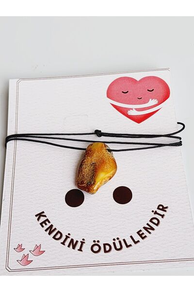 Kehribar Sarayı قلادة من حجر العنبر الطبيعي بطول قابل للتعديل