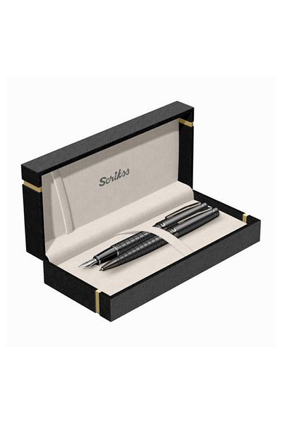 Scrikss T000sahh3857a 38 Matte Black Fountain and Ballpoint Pen Set