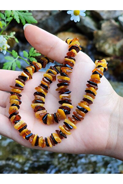 Kehribar Sarayı قلادة للجنسين من Drop Amber بألوان طبيعية وحبيبات كبيرة 50 سم