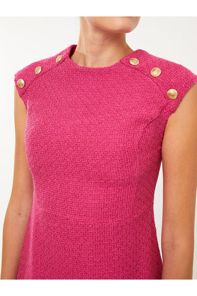LC Waikiki Pink Women's Crew Neck Button Detailed Sleeveless Dress