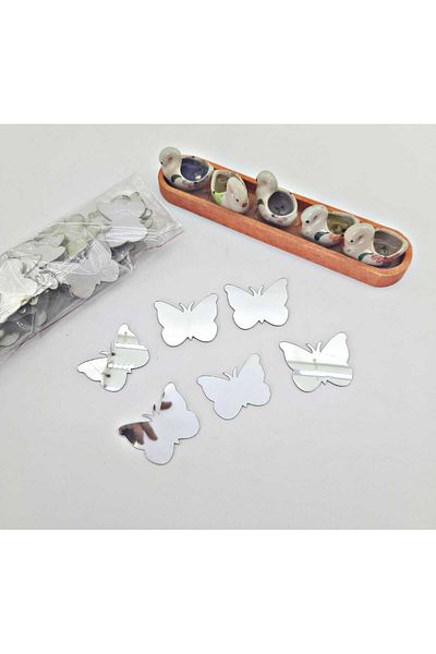 RetroLazer Decor Fluture Plexi Argintiu 3 Cm 100 Bucuri