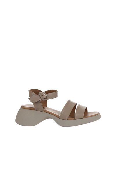 Bueno Shoes Sandale de damă din piele gri cu toc pană - 01wy9302