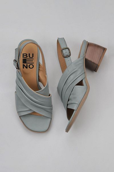 Bueno Shoes Sandale cu toc din piele albastră pentru femei - 01ws1401