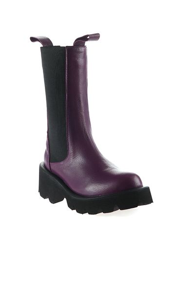Bueno Shoes Δερμάτινες γυναικείες μπότες με τακούνι - Purple Flotter 01wt1703