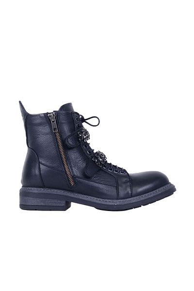 Bueno Shoes Μαύρες γυναικείες μπότες ματ δερμάτινες - Flat Model 01wm1700