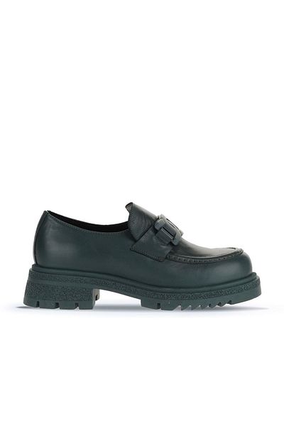 Bueno Shoes Зелени кожени дамски мокасини - 01wz1404